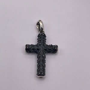 David Yurman Chevron Cross with Black Diamonds Pendant
